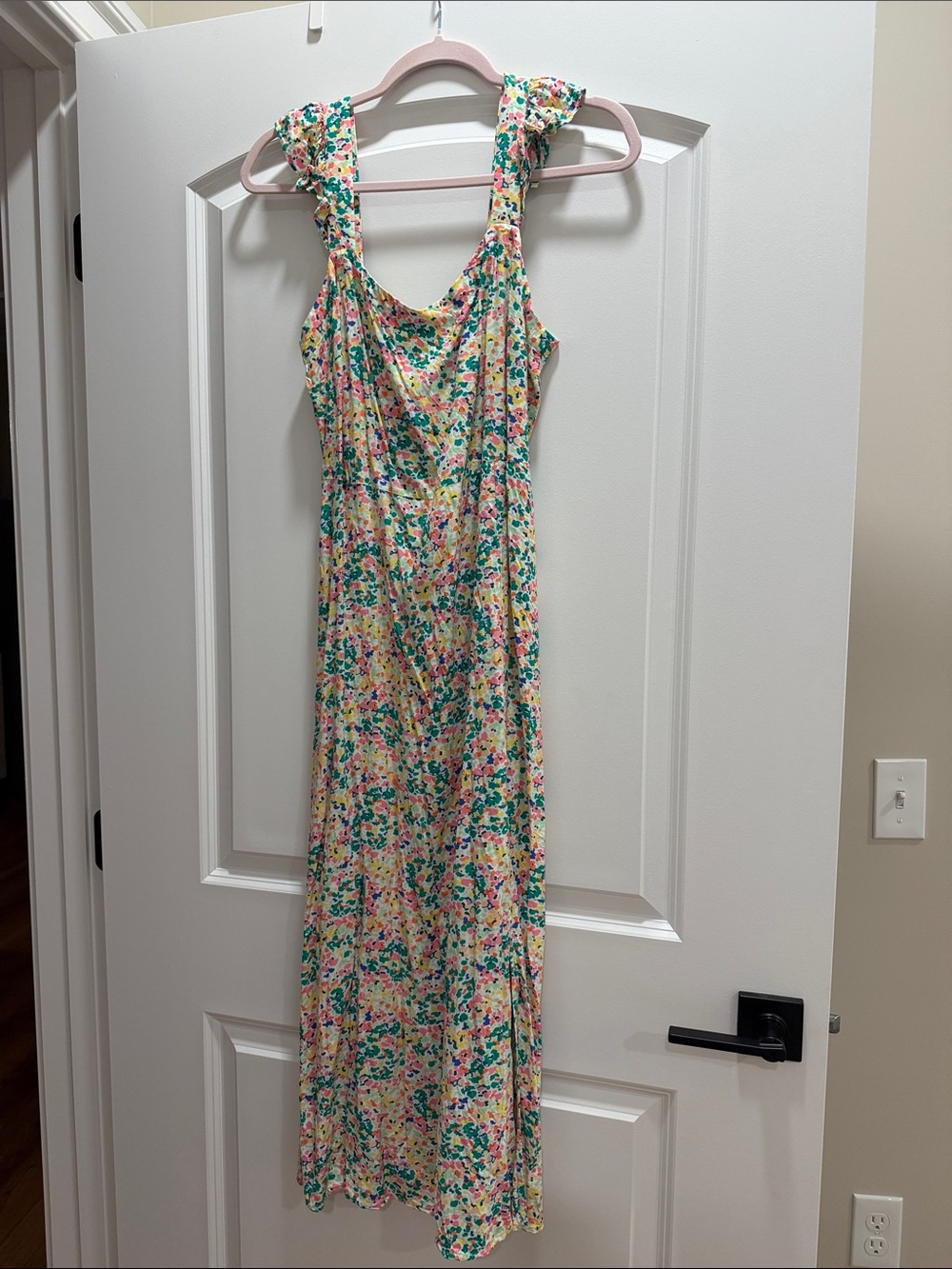 LOFT Yellow Floral Maxi Dress with Pink & Green Accents